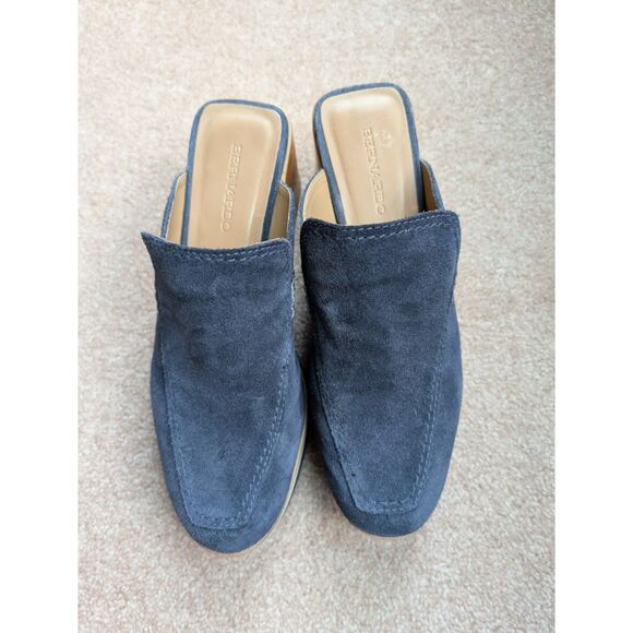 Anthropologie Bernardo Sophia Clogs size 9 Navy Suede - Picture 7 of 9